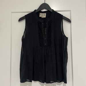 SEA NEW YORK black blouse with eyelet detail